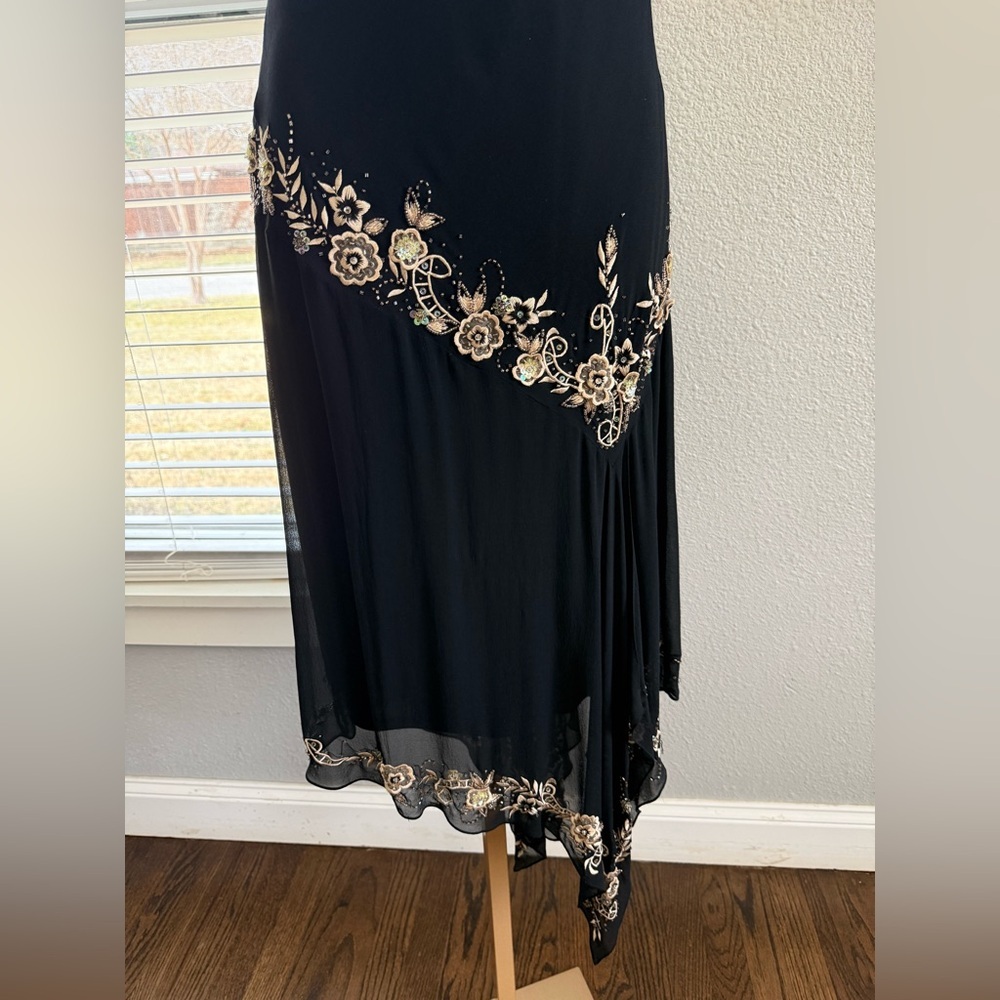 NWT Vintage Cache 90's Y2K Silk Beaded Gown Dress Size 6 - Picture 4 of 10